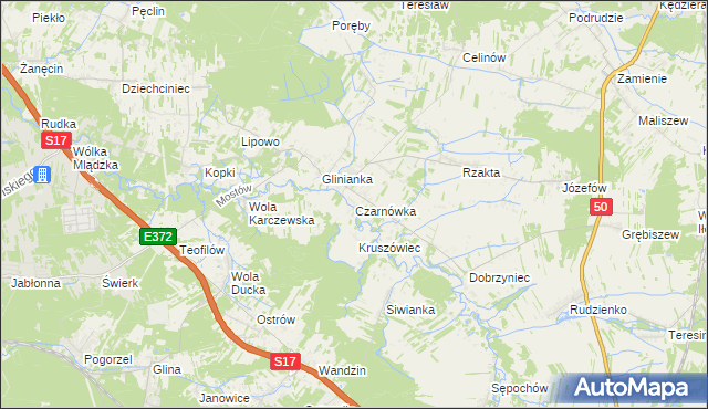 mapa Czarnówka gmina Wiązowna, Czarnówka gmina Wiązowna na mapie Targeo