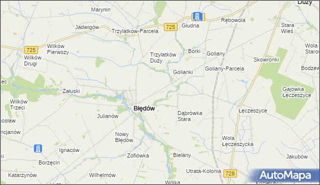 mapa Dąbrówka Nowa gmina Błędów, Dąbrówka Nowa gmina Błędów na mapie Targeo