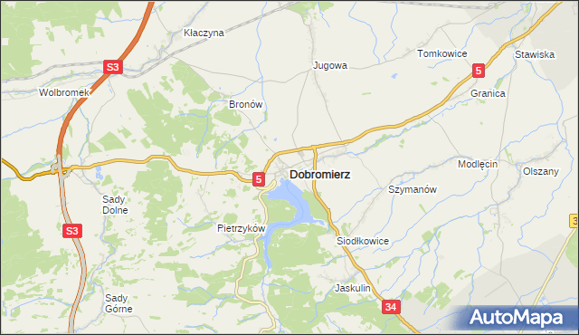 mapa Dobromierz powiat świdnicki, Dobromierz powiat świdnicki na mapie Targeo