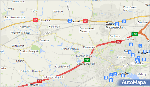 mapa Domaniewek gmina Brwinów, Domaniewek gmina Brwinów na mapie Targeo