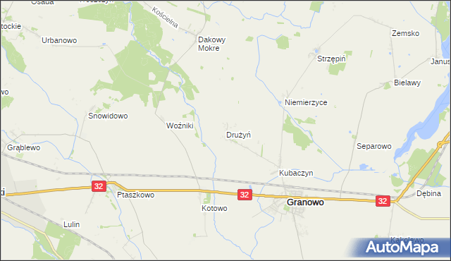 mapa Drużyń, Drużyń na mapie Targeo