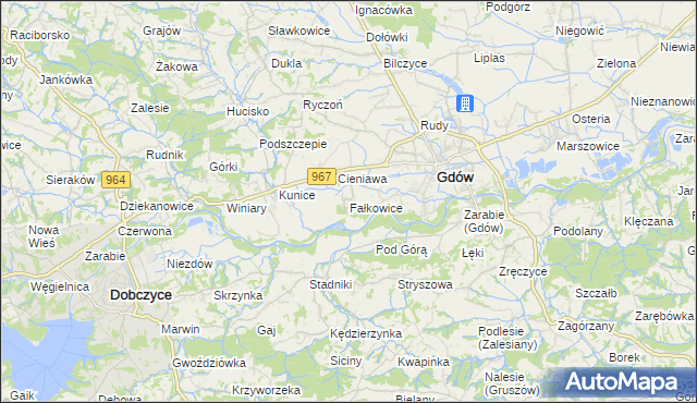 mapa Fałkowice gmina Gdów, Fałkowice gmina Gdów na mapie Targeo