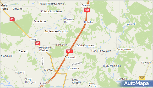 mapa Górki-Sypniewo, Górki-Sypniewo na mapie Targeo