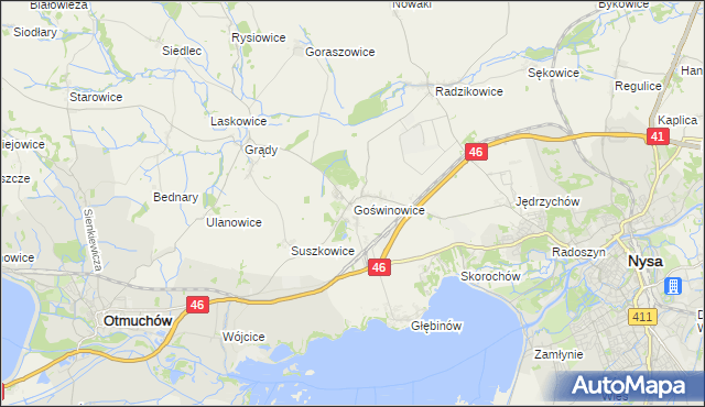 mapa Goświnowice, Goświnowice na mapie Targeo