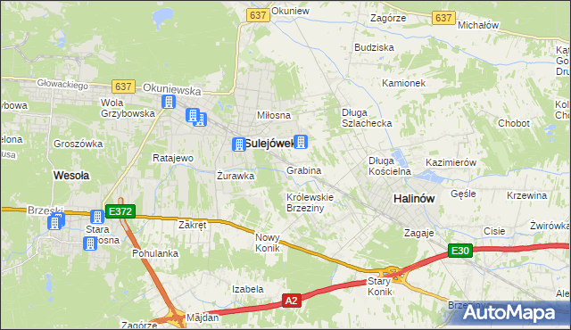 mapa Grabina gmina Halinów, Grabina gmina Halinów na mapie Targeo