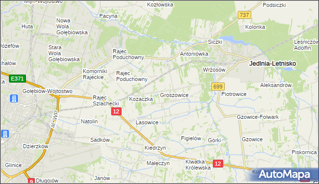 mapa Groszowice, Groszowice na mapie Targeo