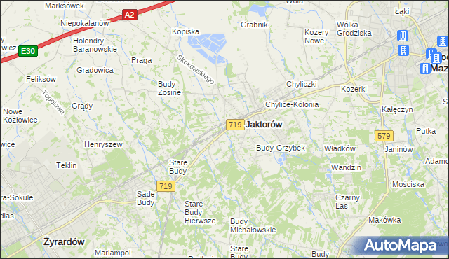 mapa Jaktorów-Kolonia, Jaktorów-Kolonia na mapie Targeo