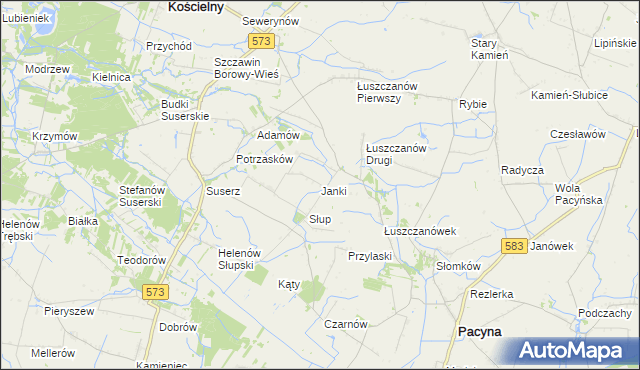 mapa Janki gmina Szczawin Kościelny, Janki gmina Szczawin Kościelny na mapie Targeo