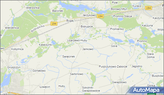 mapa Jankowo gmina Pobiedziska, Jankowo gmina Pobiedziska na mapie Targeo