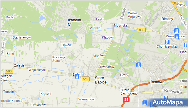 mapa Janów gmina Stare Babice, Janów gmina Stare Babice na mapie Targeo