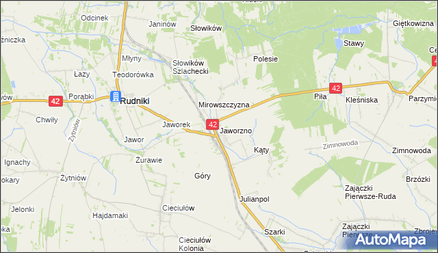 mapa Jaworzno gmina Rudniki, Jaworzno gmina Rudniki na mapie Targeo