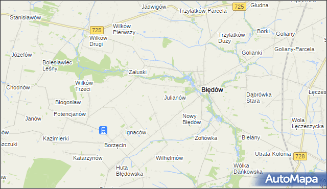 mapa Julianów gmina Błędów, Julianów gmina Błędów na mapie Targeo