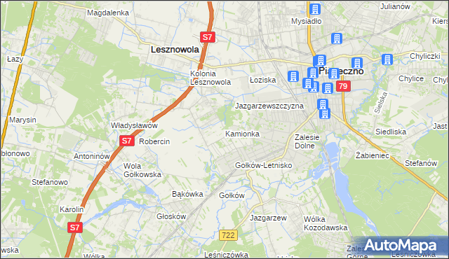 mapa Kamionka gmina Piaseczno, Kamionka gmina Piaseczno na mapie Targeo