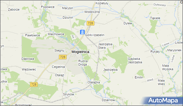 mapa Kaplin gmina Mogielnica, Kaplin gmina Mogielnica na mapie Targeo