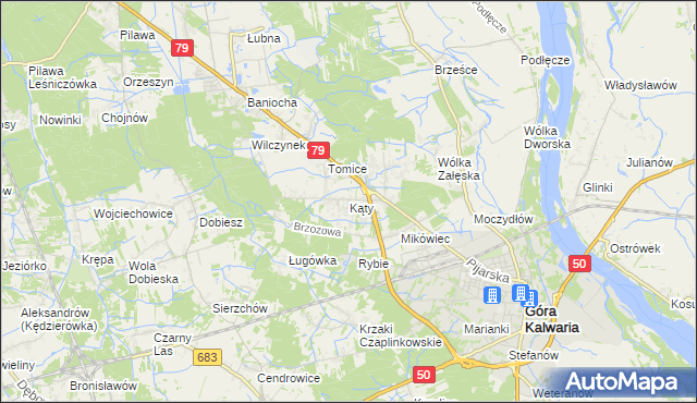 mapa Kąty gmina Góra Kalwaria, Kąty gmina Góra Kalwaria na mapie Targeo