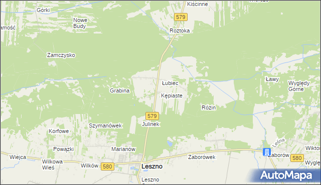 mapa Kępiaste gmina Leszno, Kępiaste gmina Leszno na mapie Targeo