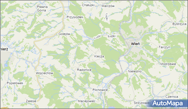 mapa Klecza, Klecza na mapie Targeo