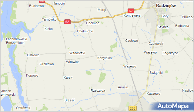 mapa Kobylnica gmina Kruszwica, Kobylnica gmina Kruszwica na mapie Targeo