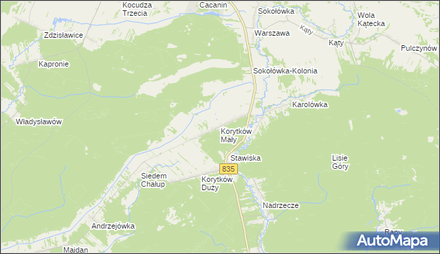 mapa Korytków Mały, Korytków Mały na mapie Targeo