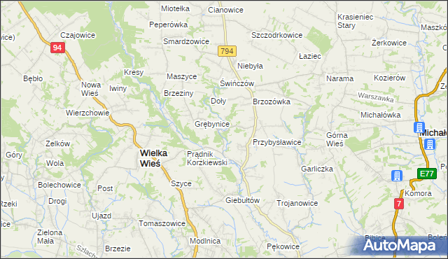 mapa Korzkiew, Korzkiew na mapie Targeo