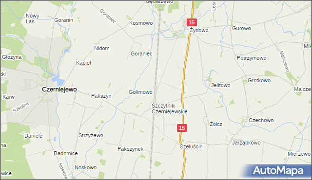 mapa Kosowo gmina Czerniejewo, Kosowo gmina Czerniejewo na mapie Targeo