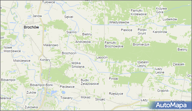 mapa Lasocin gmina Brochów, Lasocin gmina Brochów na mapie Targeo