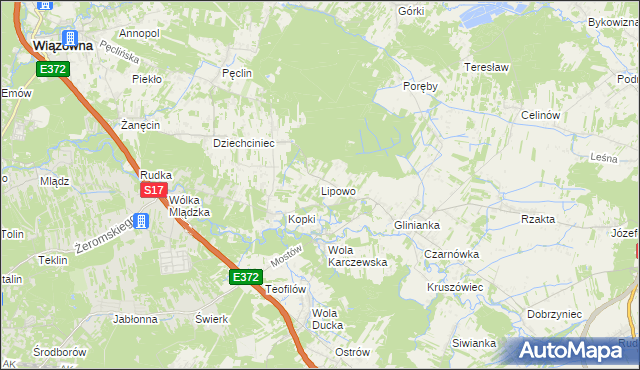 mapa Lipowo gmina Wiązowna, Lipowo gmina Wiązowna na mapie Targeo