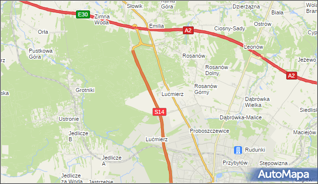 mapa Lućmierz-Ośrodek, Lućmierz-Ośrodek na mapie Targeo