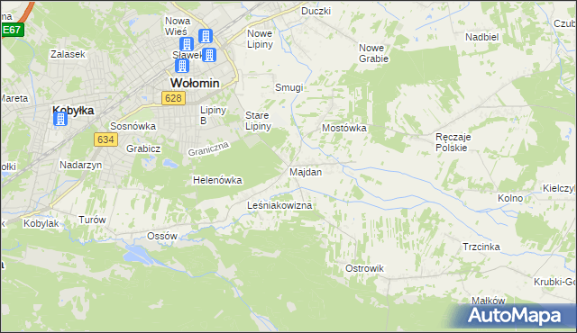 mapa Majdan gmina Wołomin, Majdan gmina Wołomin na mapie Targeo