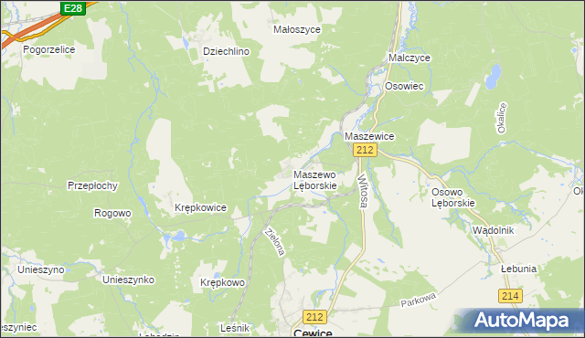 mapa Maszewo Lęborskie, Maszewo Lęborskie na mapie Targeo