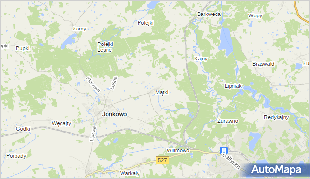 mapa Mątki gmina Jonkowo, Mątki gmina Jonkowo na mapie Targeo