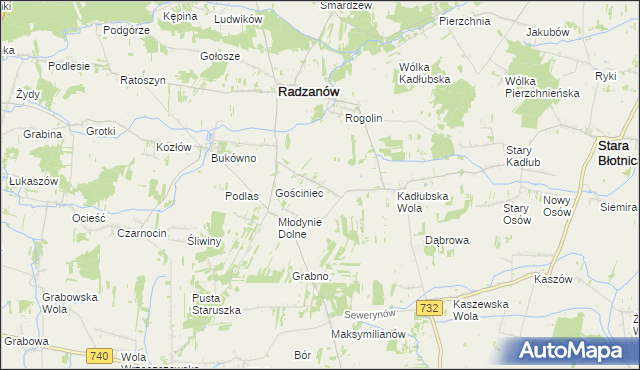 mapa Młodynie Górne, Młodynie Górne na mapie Targeo