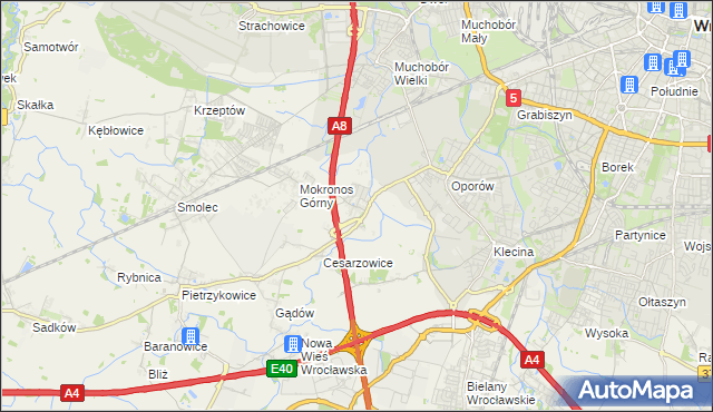 mapa Mokronos Dolny, Mokronos Dolny na mapie Targeo