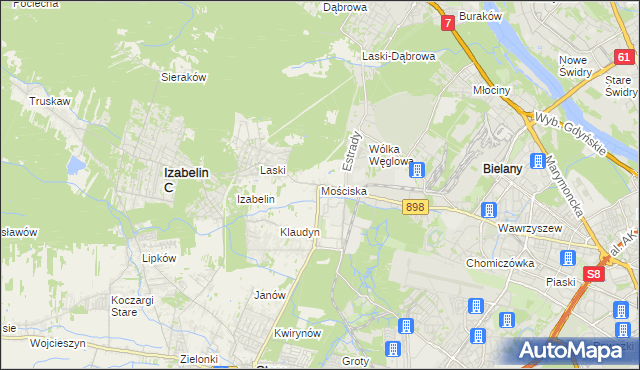 mapa Mościska gmina Izabelin, Mościska gmina Izabelin na mapie Targeo