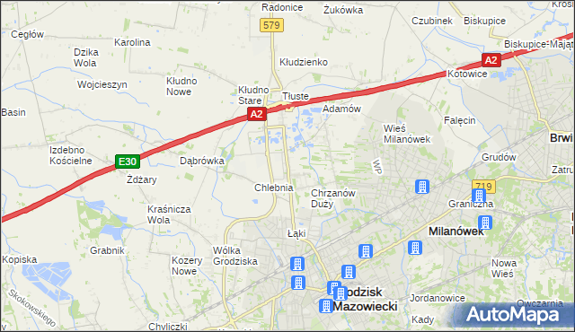 mapa Natolin gmina Grodzisk Mazowiecki, Natolin gmina Grodzisk Mazowiecki na mapie Targeo