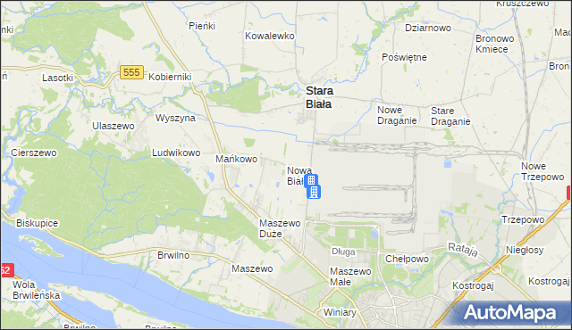 mapa Nowa Biała gmina Stara Biała, Nowa Biała gmina Stara Biała na mapie Targeo