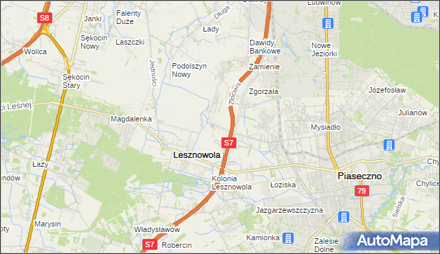 mapa Nowa Wola gmina Lesznowola, Nowa Wola gmina Lesznowola na mapie Targeo