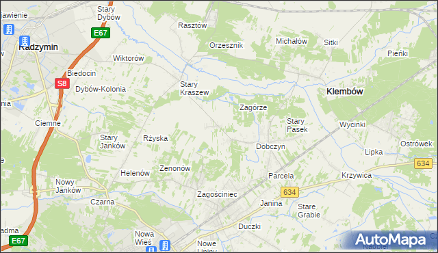 mapa Nowy Kraszew, Nowy Kraszew na mapie Targeo