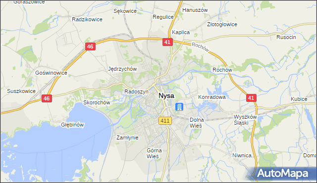 mapa Nysy, Nysa na mapie Targeo