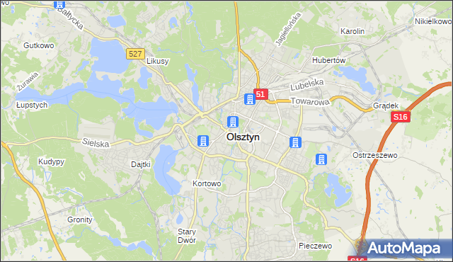 mapa Olsztyna, Olsztyn na mapie Targeo