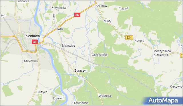 mapa Orzeszków gmina Wińsko, Orzeszków gmina Wińsko na mapie Targeo