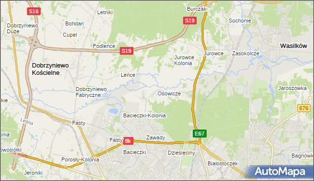 mapa Osowicze, Osowicze na mapie Targeo