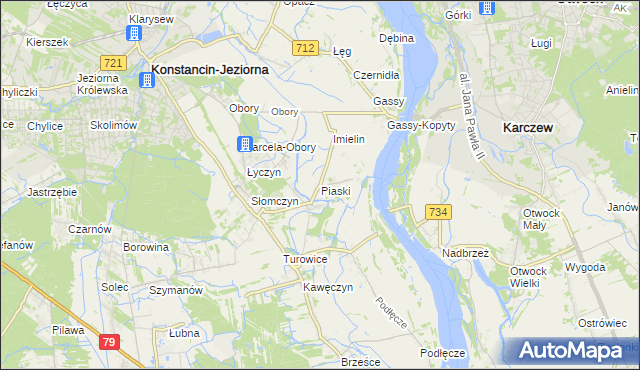 mapa Piaski gmina Konstancin-Jeziorna, Piaski gmina Konstancin-Jeziorna na mapie Targeo
