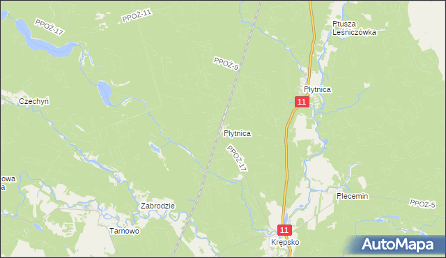 mapa Płytnica gmina Szydłowo, Płytnica gmina Szydłowo na mapie Targeo