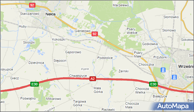 mapa Podstolice gmina Nekla, Podstolice gmina Nekla na mapie Targeo