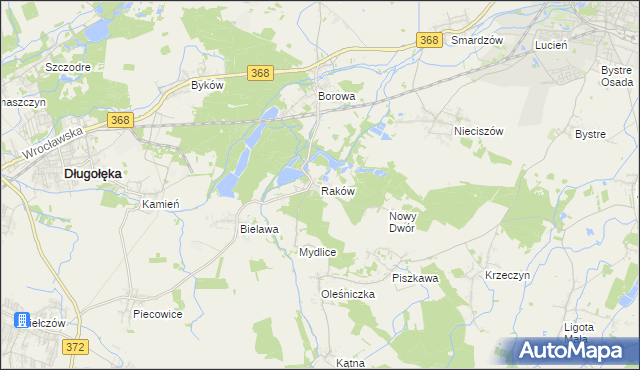 mapa Raków gmina Długołęka, Raków gmina Długołęka na mapie Targeo