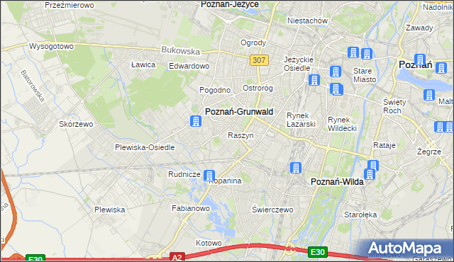 mapa Raszyn gmina Poznań, Raszyn gmina Poznań na mapie Targeo