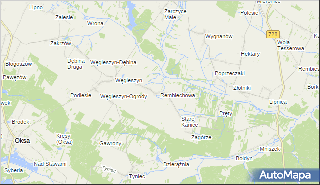 mapa Rembiechowa, Rembiechowa na mapie Targeo