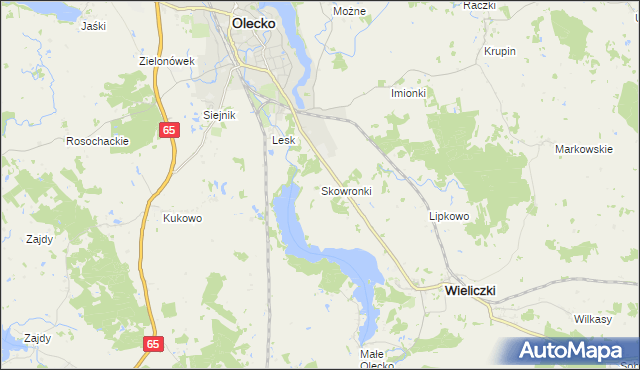 mapa Skowronki gmina Olecko, Skowronki gmina Olecko na mapie Targeo