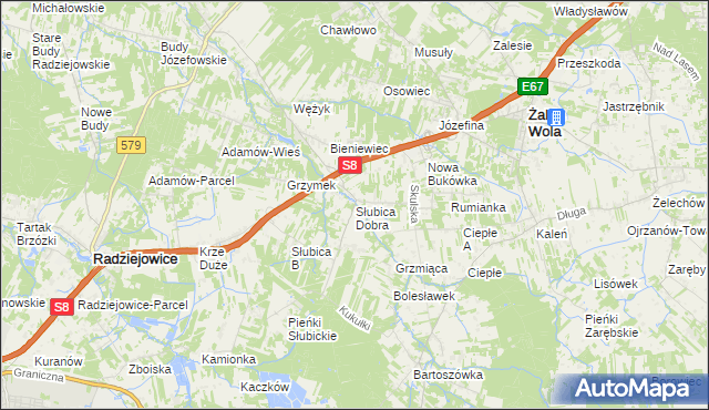 mapa Słubica Dobra, Słubica Dobra na mapie Targeo